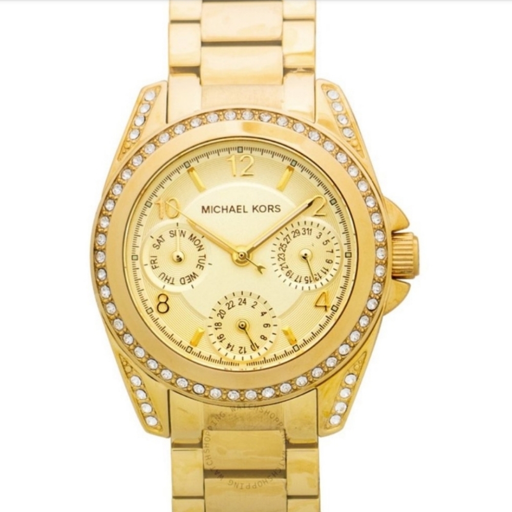 Michael Kors Watch, Gold-Plated "Blair",‎ Rhinestones, Quartz, Stainless, NEW! - Picture 4 of 8